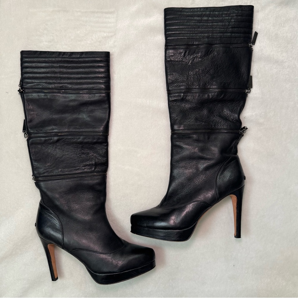 Fabulous Y2K Geren Ford Convertible Leather Stiletto Boots w/ a Grunge Punk Vibe - Picture 1 of 15